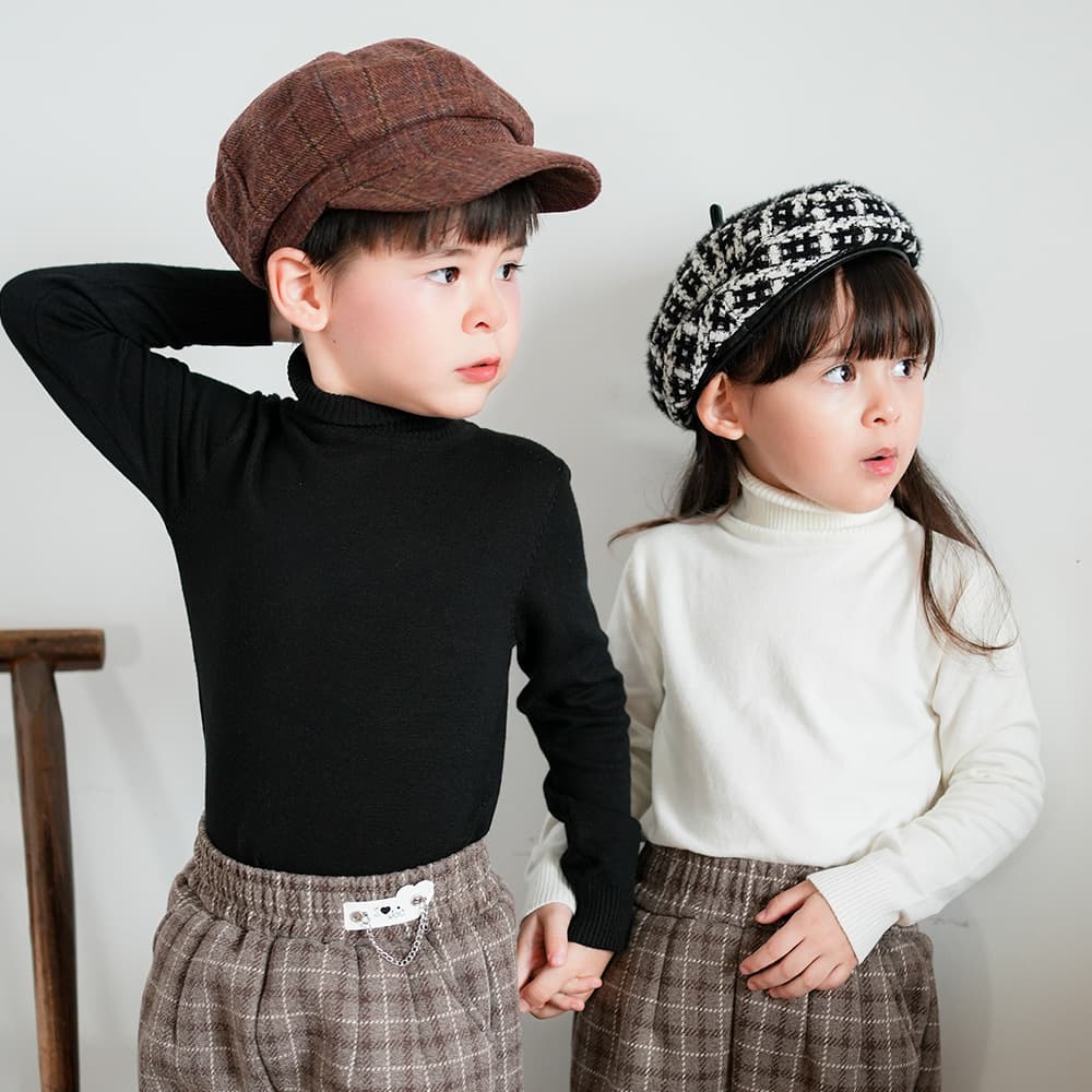 Autumn/Winter Medium & Small Kids High Neck Sweater, Girls' Pullover Long Sleeve Base Layer Knit Top, Versatile Thin Korean Style Trendy Kids