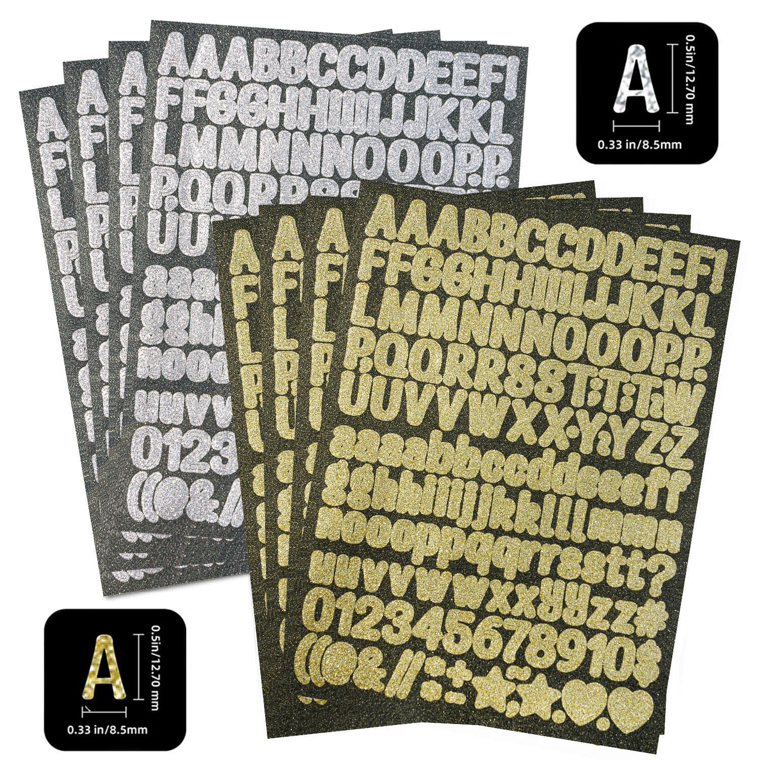 0.5inch Gold Letter Stickers Waterproof Decoupage Scrapbook Journal Cross-border Stock Wholesale