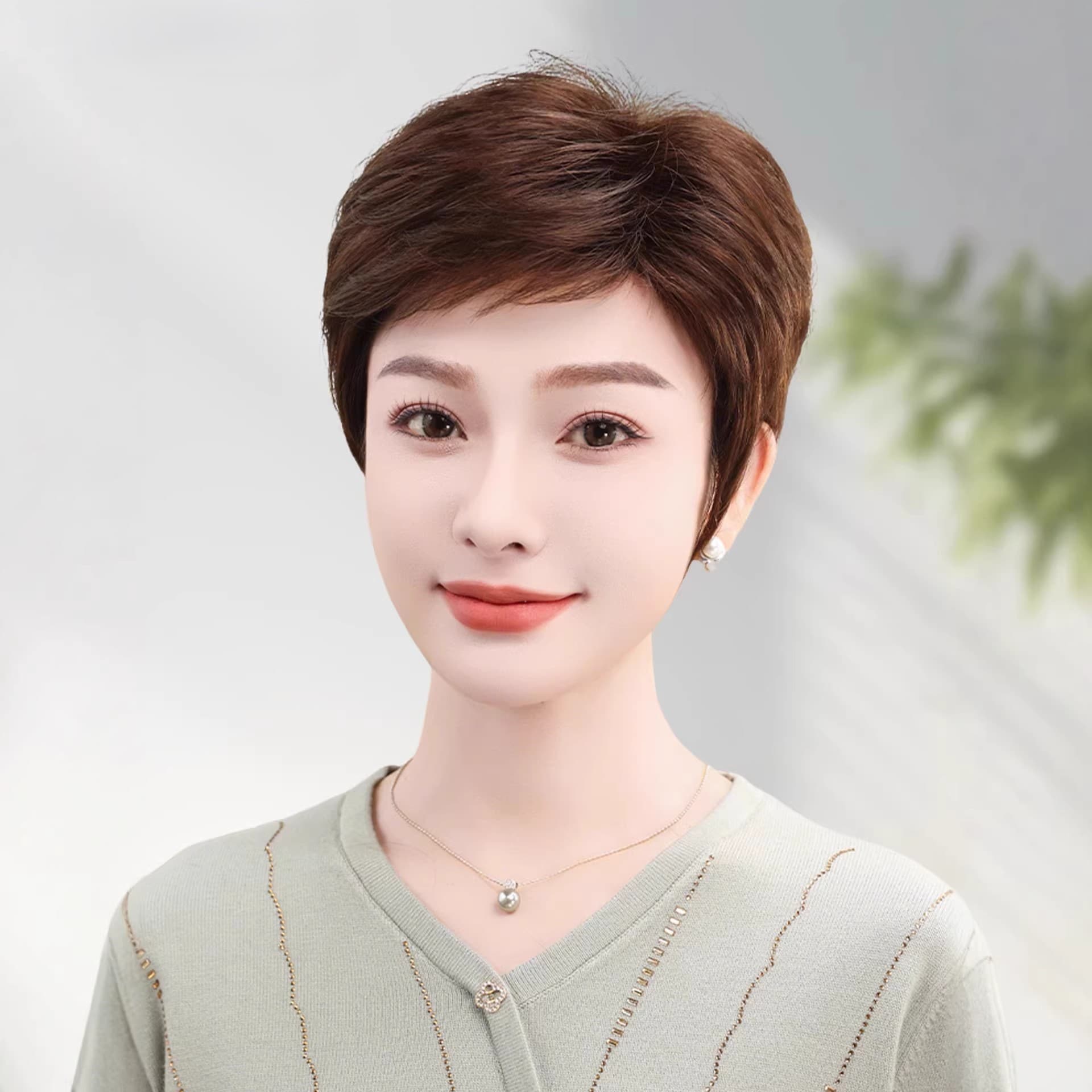 Short Real Human Hair Wig Full Cap for Women Middle-Aged and Elderly Mothers Full Wig Stock