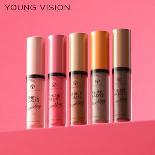 YOUNG VISION 5-Color Mirror-Finish Water Gloss Lip Gloss Velvet Round Tip Lip Gloss Plumping Lip Caramel Lip Gloss