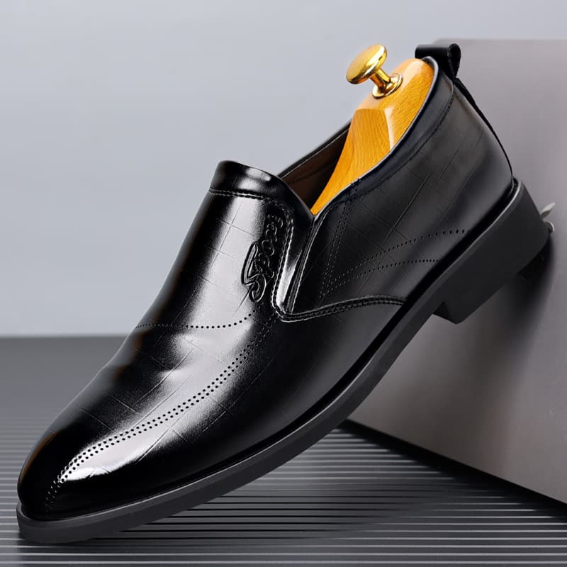 Slip-On Men's Leather Shoes, Casual Business Shoes, Brown Formal Leather Shoes, Low Heel Men's Pointed Toe Business Versatile Shoes