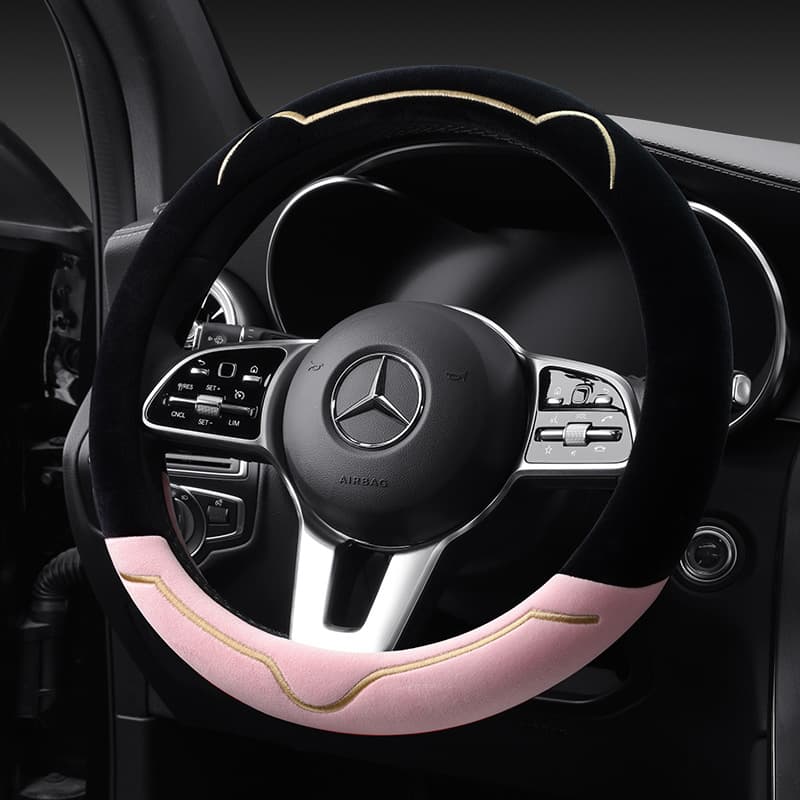 Car Accessories Winter Plush Steering Wheel Cover, Women's Universal Type, Flocked Winter Warm Steering Wheel Cover Factory Wholesale
