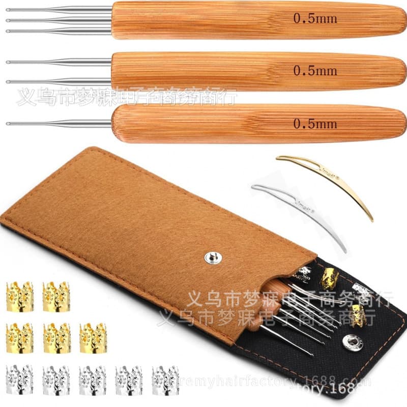 DIY Crown Hair Accessory Jmail Crochet Hook 0.5mm 0.75mm Dreadlock Extension Braiding Tool Set
