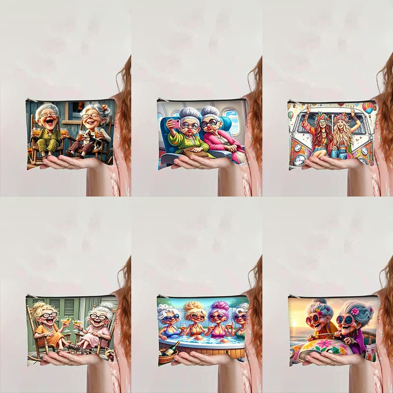 Cross-Border Best-Selling Printed Canvas Cosmetic Bag for Women, Large Capacity Handbag for Makeup Storage and Toiletry Organizer