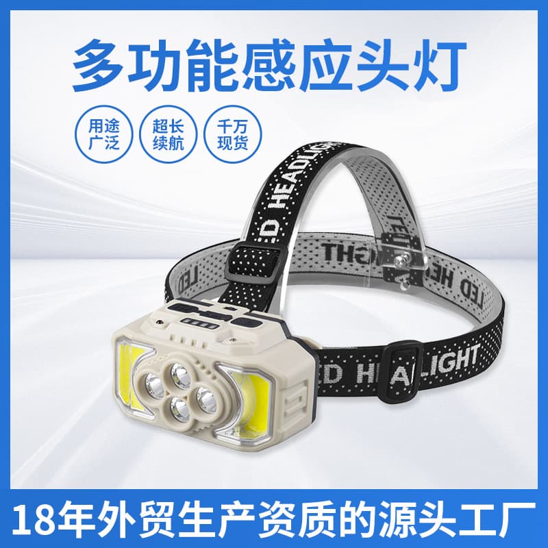 New Cross-Border Portable Headlamp with Strong Light for Outdoor Camping and Hiking LED Illumination