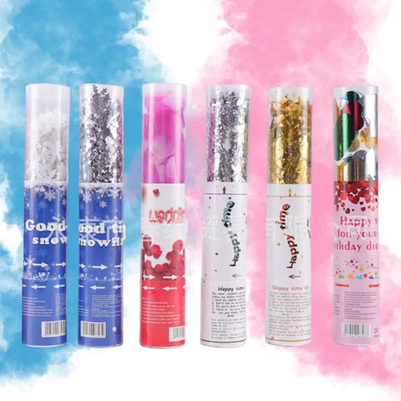 New Cross-border Rotating Confetti Party Popper Colorful Paper Shreds PVC Transparent Tube White Snowflake Confetti Cannon