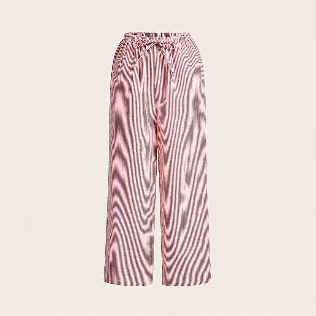Striped wide-leg casual pants women's loose straight trousers summer thin comfortable home pants