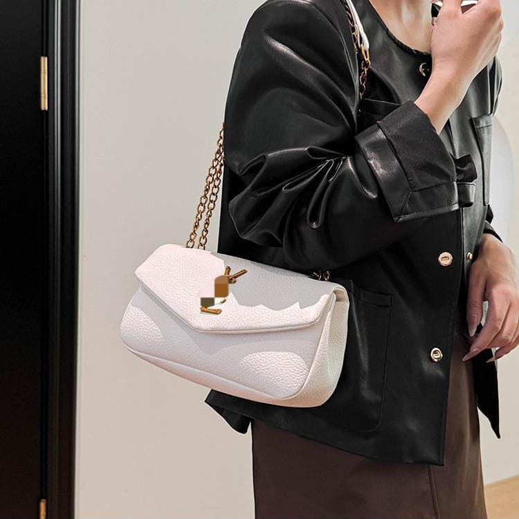 Women's Bag 2025 Winter Color Series Cross-Border Fashion Soft Leather Vintage Lychee Texture Versatile Underarm Bag Single Shoulder Chain Commuter Bag