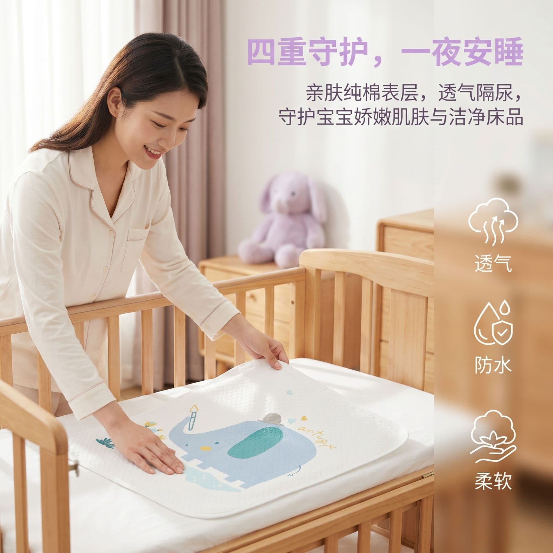 Pure Cotton Washable Double-Sided Large Size Urine-Proof Mat for Babies Elderly Women Nursing Pads Waterproof Baby Diaper Mat