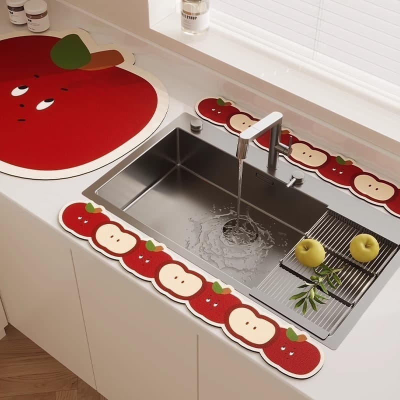 Cartoon cute new faucet drain pad anti-splash diatom mud bathroom sink pad kitchen sink water absorption