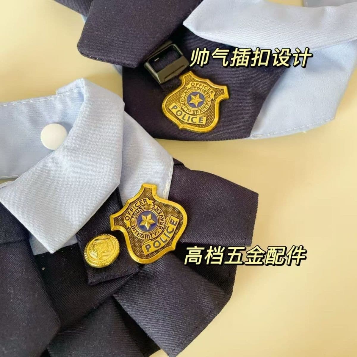 Pet Woody Police Officer Dress Up Collar Cat Cartoon Saliva Dog Bow Tie Photo Props Cos Decoration