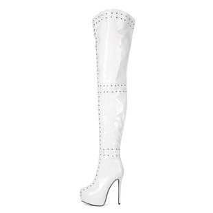 European and American Sexy Platform Stiletto Heel Rivet Large Size 46 Women's Fashion Over-the-Knee Boots 17-80