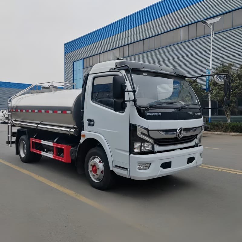 Export Dongfeng Duolika 5m³ Fresh Milk Transport Vehicle, Food-grade Stainless Steel Liquid Tanker, Export to Five Central Asian Countries