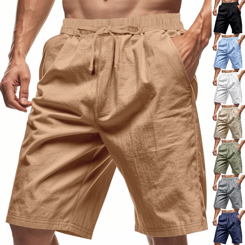 Cross-border 2025 American linen men's shorts summer thin Amazon beach casual loose five-point shorts for men to wear outside