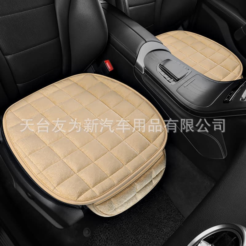 Car Seat Covers Winter Fluffy Single Piece Short Fur Seat Cushion Three-Piece Set Car Interior Thickened Warm Rear Plush Pad Universal Product