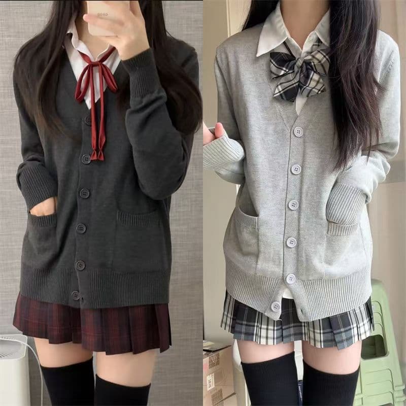Original, authentic JK uniform layered long-sleeved cardigan sweater for spring and autumn, a preppy style knitted top for female students.