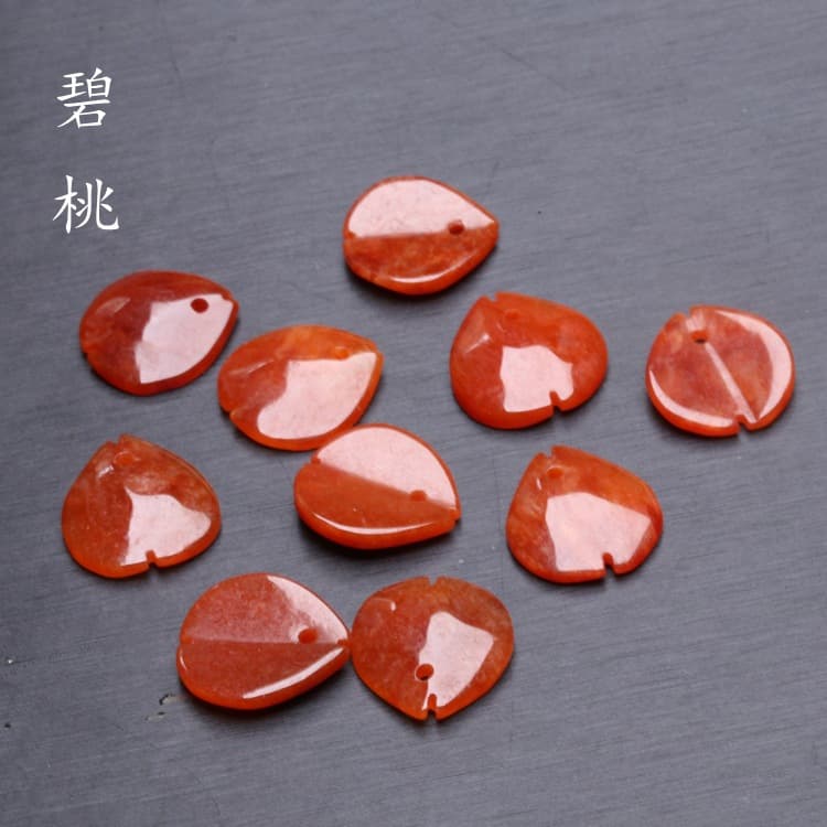 13x14mm Red Jadeite Peach Blossom Petals for DIY Ancient Style Hairpins and Jade Hairpin Accessories