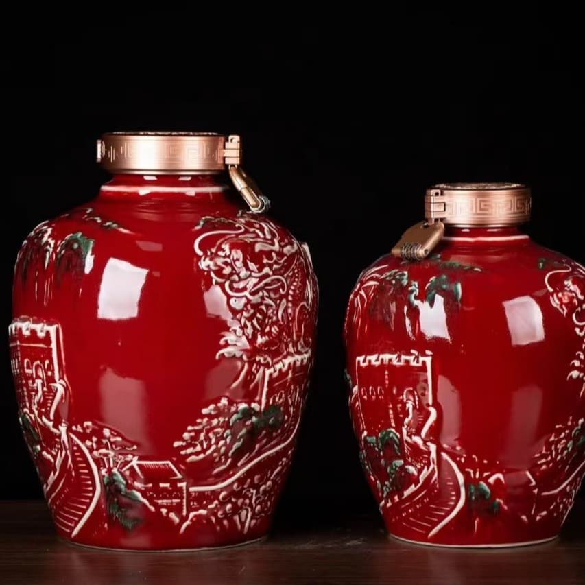 Baijiu Bottle Jingdezhen Ceramic 5 Jin/10 Jin Wine Jar, Customizable Engraving Wine Jar, Baijiu Bottle, 10 Jin Dragon Jar