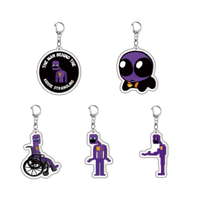 [Mezzanine] Purple Man; Gold Freddie Acrylic Keychain, Cartoon Peripheral Cute Backpack Pendant