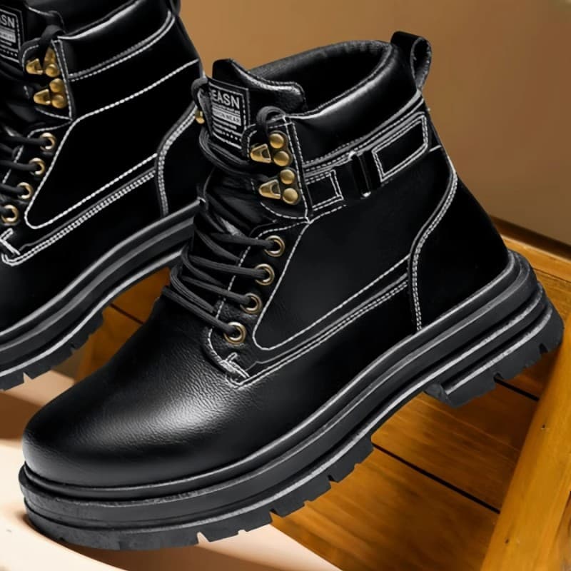 2024 Autumn Work Boots Men Labor Protection Shoes Versatile Martin Boots Leather High-Top Sneakers Casual Shoes Men Big Yellow Boots