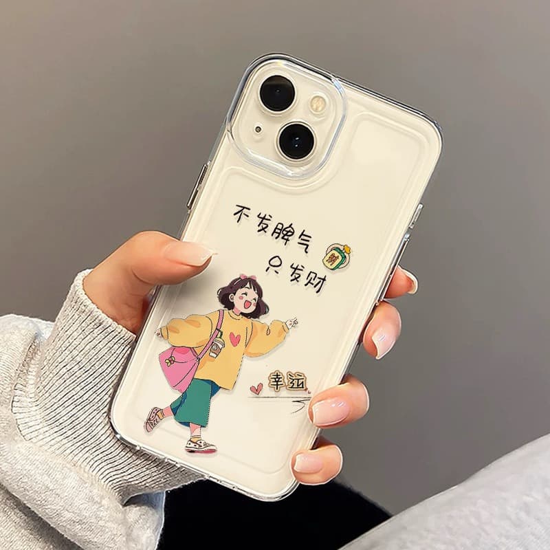 Transparent Cartoon Space Shell Phone Case for iPhone 14 13 11 12 Pro Max XR Soft Protective Cover Anti-Shock Durable TPU