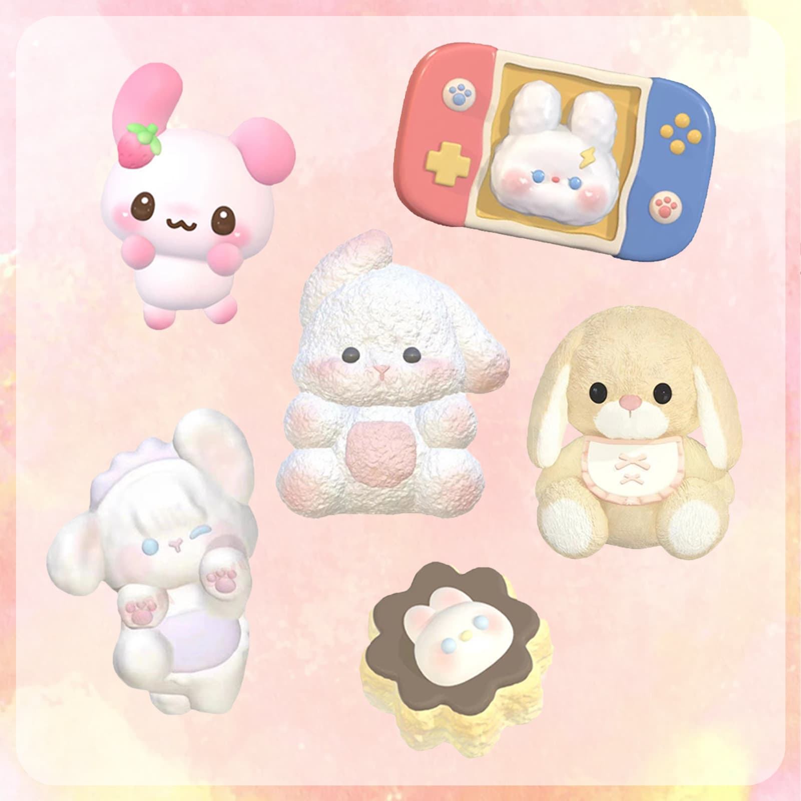 Cartoon Rabbit Collection Squeeze Mold DIY Cute Animal Bunny Scented Plaster Handmade Soap Silicone Mold