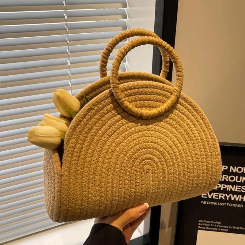 Niche design bags, new woven women's bags, this year's popular handbags, versatile fashionable casual handbags, cotton free