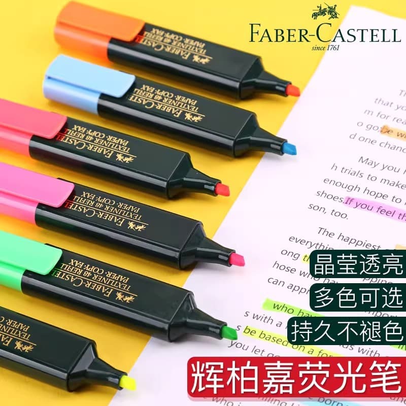 Faber-Castell Color Fluorescent Marker Pen Imported Highlight Marker for Office and Student Supplies