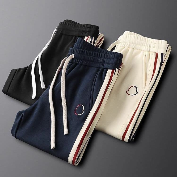 New Fashion Side Stripe Casual Sport Sweatshirt Set Men Spring Autumn Knit Jogger Pants Two-Piece Set Trendy