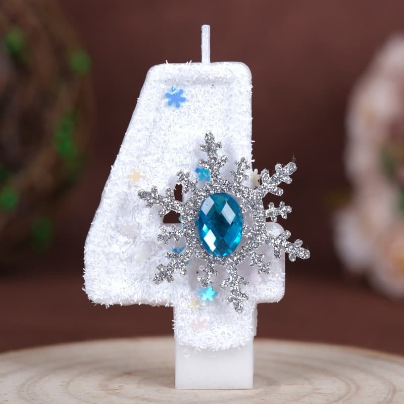 Snowflake Creative Digital Birthday Candle Cross-Border E-commerce Shein Cake Party Decoration First Birthday Handmade Candle