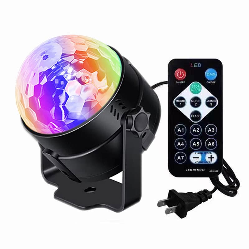 Cross-border remote control LED mini magic ball crystal magic ball lamp, seven-color voice-controlled rotating light, laser light, KTV stage light
