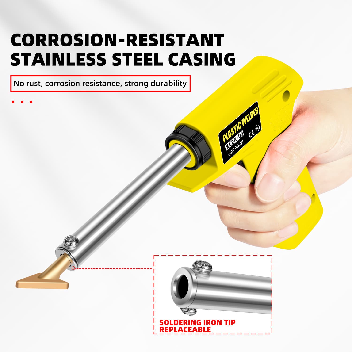 Dual power 100W plastic parts repair soldering iron flat head car bumper plastic product repair tool