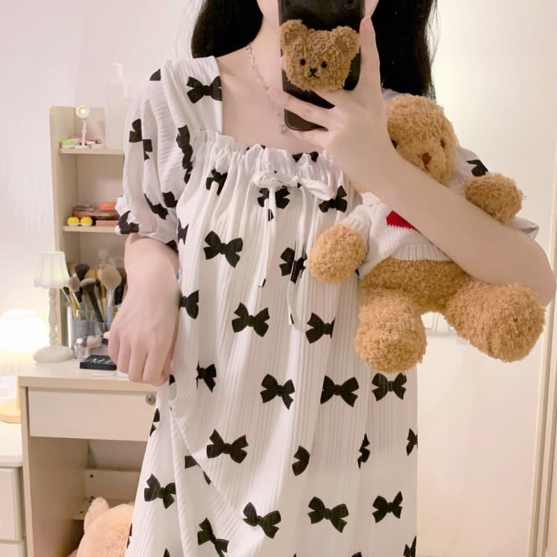 【Princess Style】Plus Size Women's Nightgown Short Sleeve Summer Cute Cartoon Pajamas Homewear Wholesale
