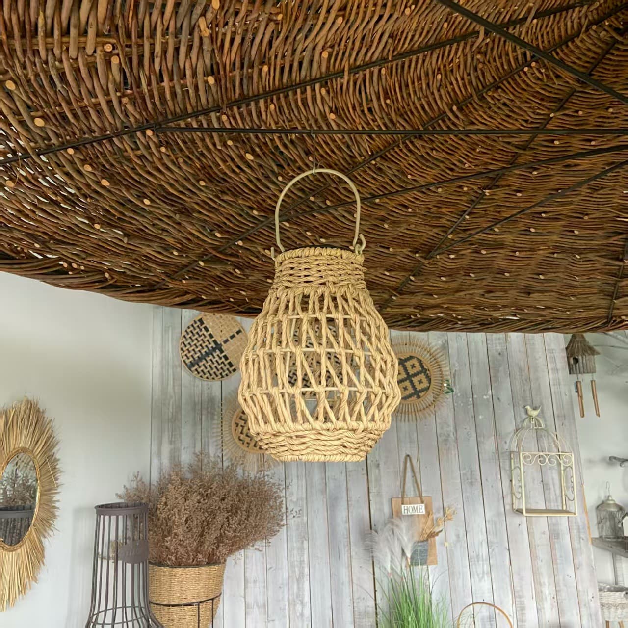 Wholesale Cross-border Plastic Rattan Woven Glass Decorative Vases, Japanese-style Candle Holders and Ornaments