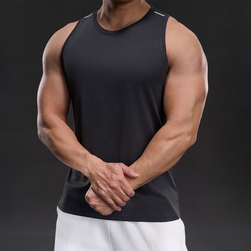 Running sports vest men's casual sleeveless t-shirt thin breathable elastic cross-border quick-drying ice silk vest men's style