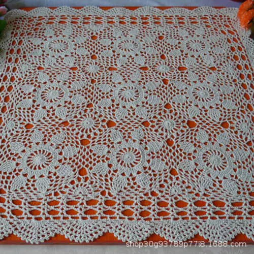 Handmade Crochet Cotton Lace Hollow Knit Versatile Square Coverlet