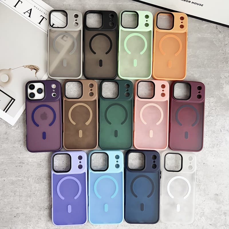 Magnetic Skin-Feel Case for iPhone 17 with Detachable Lens Frame, Frosted Finish for iPhone 16 Pro Max, 15 Plus