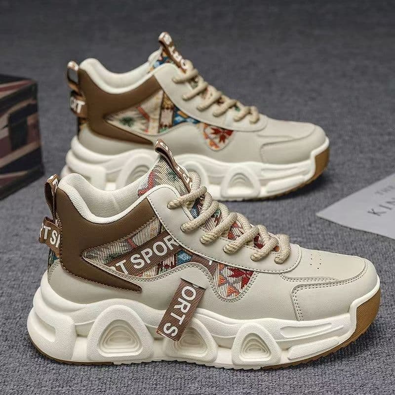 2026 Spring New High-Top Breathable Casual Men's Shoes, Teen Running Thick Sole Anti-Slip Sports Dad Shoes
