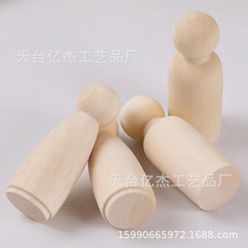 Log color small wooden figures in stock wholesale Children's creative painted wooden dolls diy graffiti wooden toys