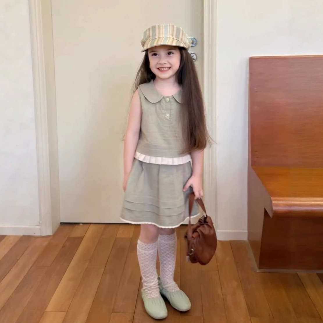 Girls' Outfit 26 Summer New Korean Style Trendy Cute Baby Set Dress Sleeveless Doll Top and Skirt Two-Piece Set