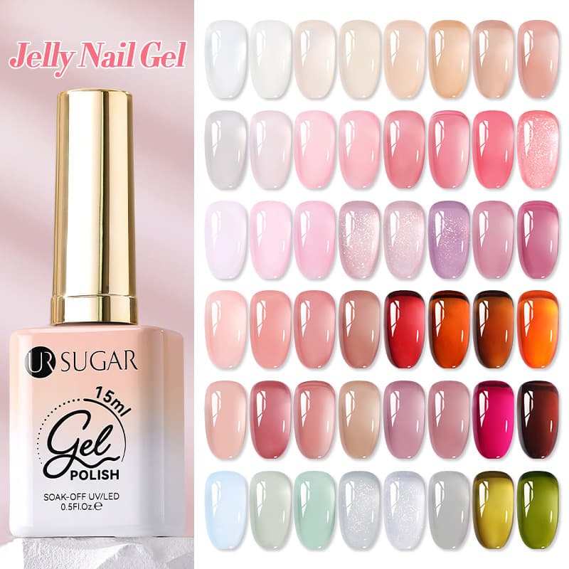 UR SUGAR Foreign Trade Explosion Nail Powder Through Glue Ice Through Nude Color Phototherapy Nail Polish Glue Wholesale Nail Salon