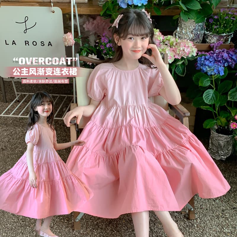 Girls' Gradient Color Dress Summer Outfit Stylish for 10-12 Year Old Students, Summer Dress for 8-Year-Old Girls