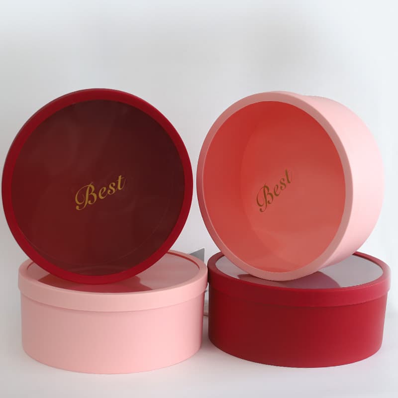 Six Traditional Gifts Round Waterproof Plastic Gift Box for Girlfriend Flowers Cosmetics Lipstick Premium Gift Box Wholesale