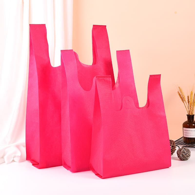 Customizable vest-style disposable supermarket shopping bags, eco-friendly printed promotional bags