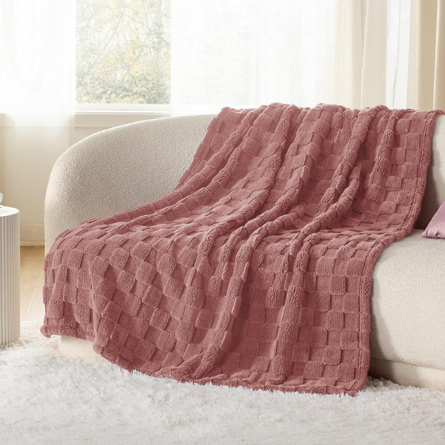 Amazon exclusive block jacquard cotton fleece Taf fleece blanket blanket cation jacquard checkerboard fleece blanket