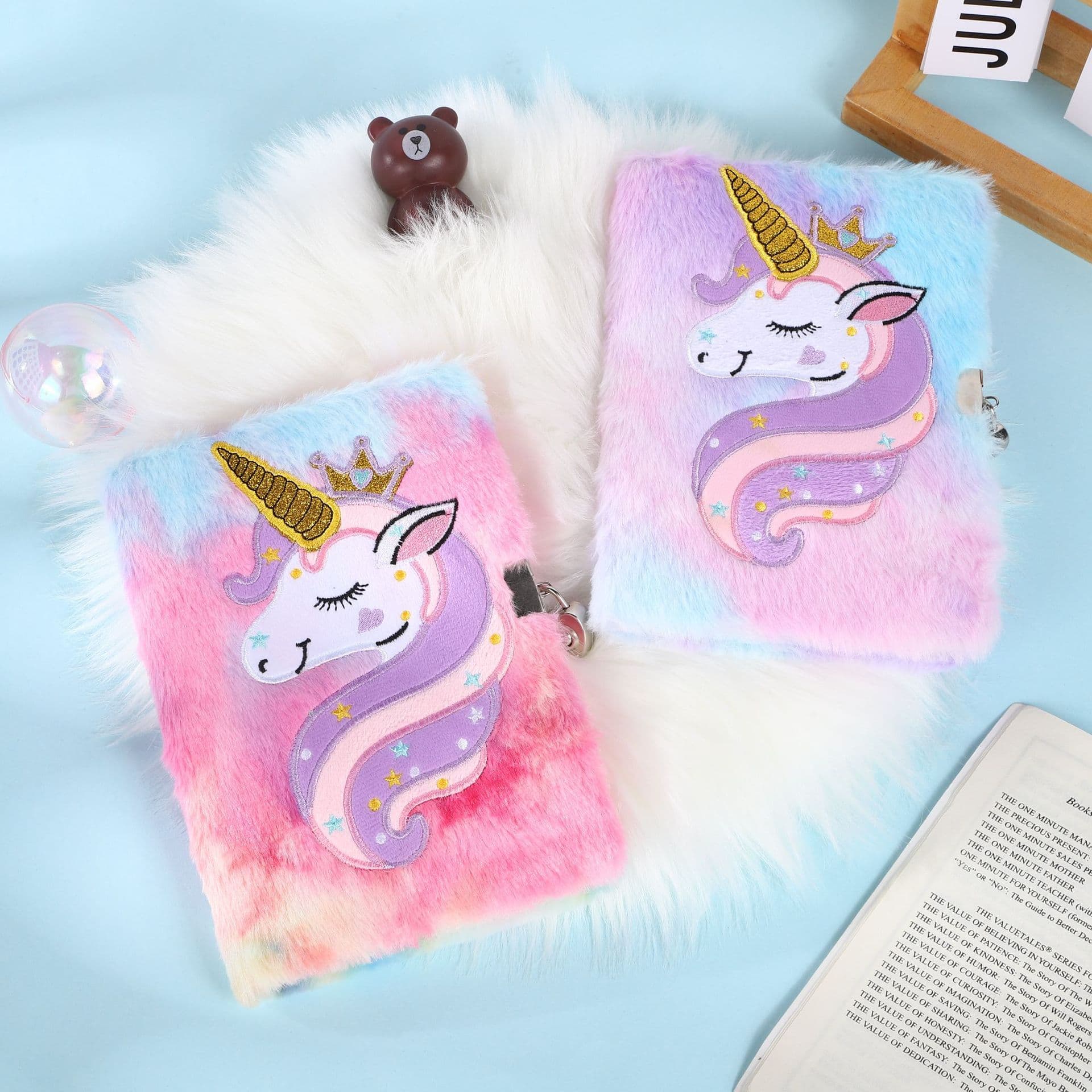 New Kids Lockable Journal Cute Cartoon Plush Unicorn Diary Student Girl Heart Stationery Gift