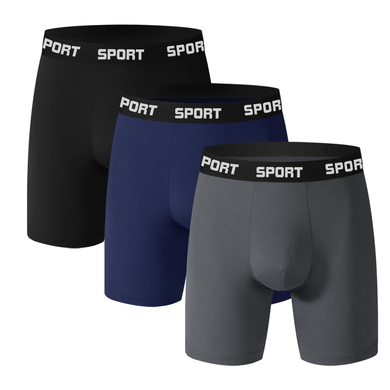 SPORT Long Style Men's Underwear Mid-Waist Elastic Sports Flat-Leg Shorts Cross-Border Trade Te Mu New Model