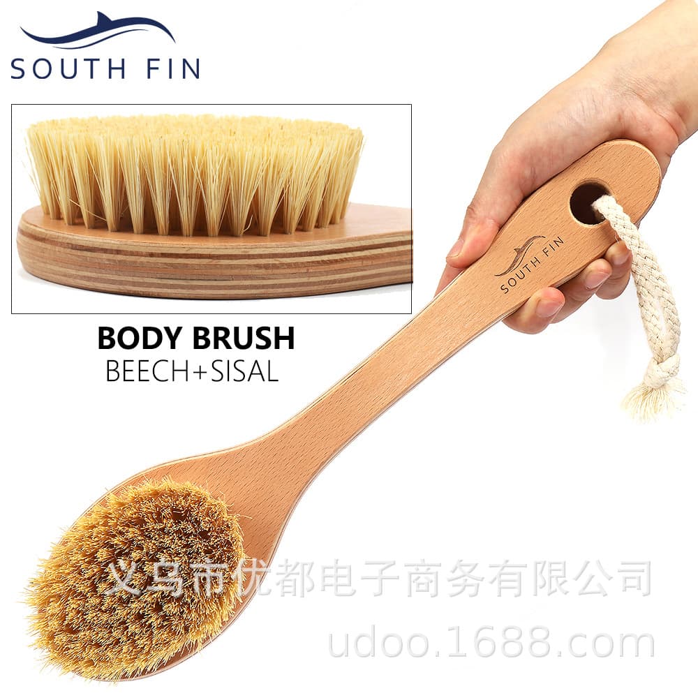 Multi-Layer Board Long-Handled Beech Sisal Body Care Dry and Wet Brush Body Bath Bath Massage Brush to Remove Cellulite