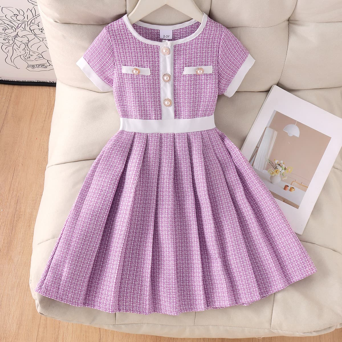 Baby Clothing Kids Set Children Outfit Yellow Short Sleeve Dress for Kids