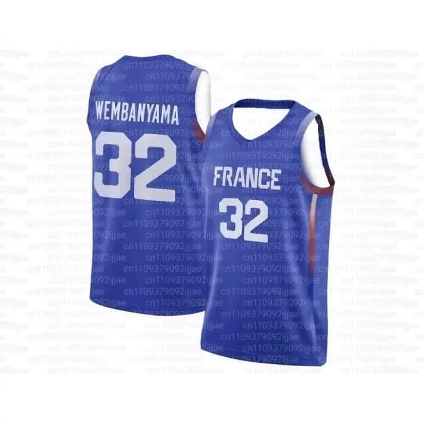 French basketball jersey 3D printing process cheap high quality outdoor sportswear light blue vest